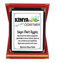 Kimya Öğretmenine Hediye İsim Baskılı Plaket - Öğretmenler Günü Hediyesi (Kırmızı)