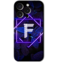 İphone 15 Pro Kılıf HD Desen Baskılı Kılıf - Dark Neon Yaprak F Harfi