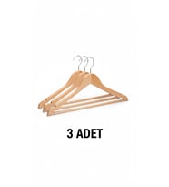 ByMyHand Ahşap Askı Kıyafet Askısı Elbise Askısı Gömlek Askısı 3 Adet