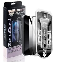 IPG Zero Dust, iPhone 15 Pro Max için Toz Önleyici Aplikatörlü Temperli Cam Koruma (2 Adet) (Şeffaf)