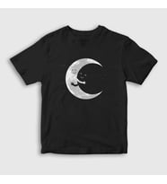Presmono Unisex Çocuk Siyah Hugging Moon Space Uzay T-Shirt 282542tt