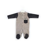 Erkek Bebek Çıtçıtlı Kadife Tulum (Gri)