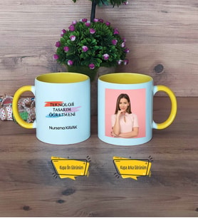 Teknoloji ve Tasarım Öğretmeni Kupa Bardak Sarı Fotoğraflı Öğretmenler Günü Hediyesi