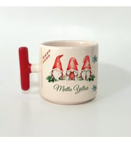 Mutlu Yıllar 3 Noel Baba Baskılı Kırmızı Kulplu T Yılbaşı Kupası
