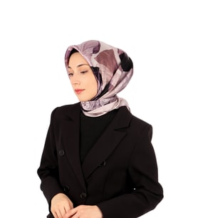 Bursa İpek Lila Armoni Desen Sura İpek Eşarp