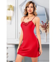Miss Laris 2073 Bayan Saten Gecelik (Kırmızı)