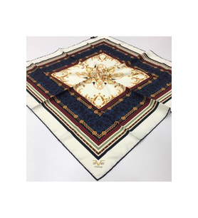 Mandala Desen Black Seri Twill Eşarp Eşarp Askısı ile Birlikte 90x90 cm Krem Sak