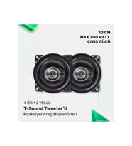 T-Sound 4 Öhm 2 Yollu Terrter'li Kaaksiyel Araç Hoparlörleri 10Cm