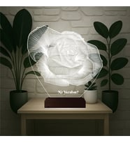Luvivia Gül Sevgiliye Hediye Kişiye Özel 3D Lamba - Masa Gece Lambası