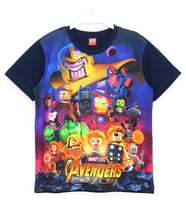Lego Avengers Infinity War 3D Baskılı Erkek Çocuk Kısa Kollu T-shirt 5 - 13 Yaş Lacivert