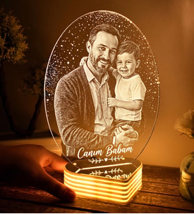 Kişiye Özel Fotoğraflı 3D Led Oval Gece Lambası (Beyaz)