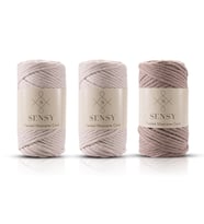 SENSY Premium Taranan Makrome Makrame Hobi İpi 3lü Set 2 Ekru - Sütlü Kahve
