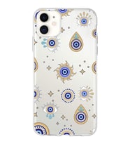 PrintiFy Apple  iPhone 11 ile Uyumlu 1mm Slim Fit Nazar Boncuğu 5 Baskılı Şeffaf  Kılıf