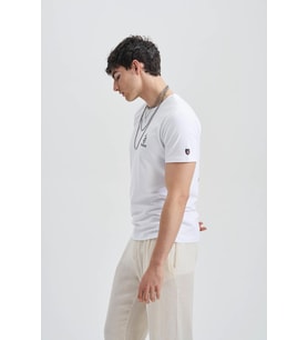Smart Devil Erkek Taş T-Shirt (Beyaz)