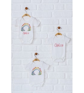 Pia Baby Premium %100 Pamuk İsme Özel Organik Baskılı Üçlü Set Çıtçıtlı Bebek Body Zıbın Modelleri 5057-18 (Ekru)