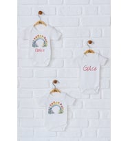 Pia Baby Premium %100 Pamuk İsme Özel Organik Baskılı Üçlü Set Çıtçıtlı Bebek Body Zıbın Modelleri 5057-18 (Ekru)