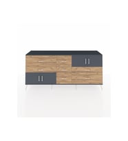 Hyperion Konsol 3 Raflı 7 Çekmeceli 4 Kapaklı 220x44x99 Antrasit-Antrasit/Çam