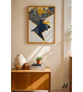 Pokemon Pikachu Şehir Poster, Ahşap Çerçeveli Duvar Tablosu - Anime Severlere Özel