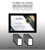 10 Adet A4 Çerçeve - Mdf Çerçeve - Fotoğraf Çerçevesi - 21x30 Sertifika Çerçevesi (Siyah)