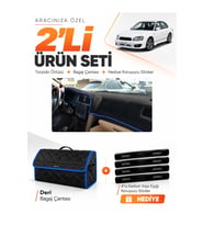 e-biz SUBARU LEGACY B4 (1998-2003) Uyumlu Torpido Örtüsü + Deri Bagaj Çantası - Siyah-Mavi - SU006