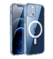 Apple iPhone 13 Pro Max Kılıf Sert PC Magsafe Şeffaf Kapak Embos (Renksiz)