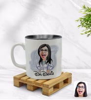 BK Gift Kişiye Özel Kadın Doktor Karikatürlü İçi Siyah Renkli Kupa Bardak Model 1
