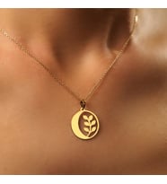 Kişiye Özel Tasarım Yaprak Figürlü Kolye 925K Gümüş (Gold)