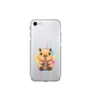 iPhone SE 2022 ile Uyumlu Splash Kapibara Tasarımlı Şeffaf Silikon Kılıf