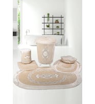Exclusive Vizon 6 Parça Çeyizlik 3’lü Banyo Paspası & 3'lü Çamaşır Sepeti Seti