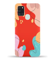 PrintiFy Samsung Galaxy A21s Uyumlu Lansman Kılıf Karışık Renkler Tasarımlı İçi Kadife Kapak (Kırmızı)