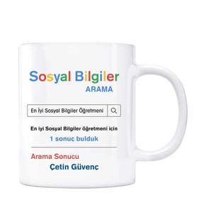 Öğretmenler Gününe Özel İsimli Arama Motoru Kupa Bardak - Sosyal Bilgiler Öğretmeni
