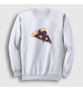 Presmono Unisex Beyaz Pizza Bed Astronaut Space Astronot Uzay Sweatshirt 283688tt
