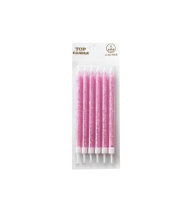 Işıltılı Doğum Günü Mum Seti 15cm 6lı Pembe