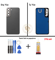 Samsung S22 Grafit Arka Pil Kapağı Batarya Kapağı Lazer Kesim + Yapıştırıcı ve Vida Seti
