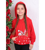 Toontoy Unisex Çocuk Baskılı Sweatshirt (Kırmızı)