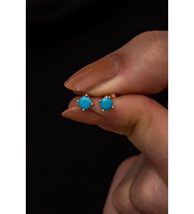 925 Ayar Gümüş Rose 4 mm Turkuaz Taşlı Tektaş Küpe