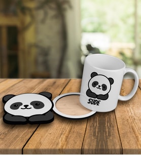 Kişiye Özel Şirin Panda Tasarım Kupa Bardak Ve Ahşap Bardak Altlığı 101851