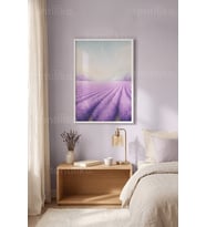Lavanta Tarlası Minimalist 1. Kalite Ahşap Çerçeveli Tablo