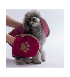 Pawstar Kedi Köpek Banyo Kurulama Elcikli Havlu Fuşya 23x78cm %100 Pamuk