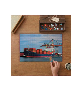 Liman - Yük Gemisi - Vinç - Konteyner Tasarımı 240 parça Ahşap Puzzle Ahşap Kutuda MP07281