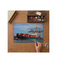 Liman - Yük Gemisi - Vinç - Konteyner Tasarımı 240 parça Ahşap Puzzle Ahşap Kutuda MP07281
