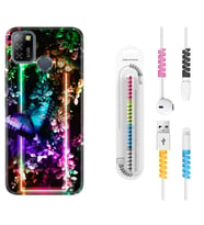 INFINIX Smart 4 5 6 Zero 8 S5 Pro Kılıf Kablo Koruma Spiral Silikon Butterfly Neon 1684