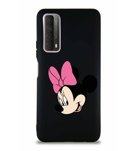 Huawei Y7A Soft Premier Kapak Minnie Mouse-B Tasarımlı Silikon Kılıf - Siyah (Şeffaf)