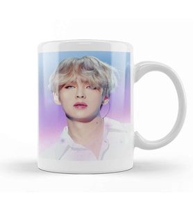 Bts Tae Painting Effect Blue And Pink Eyes Bts Army Kpop Gift BT21 01 Kupa Bardak Porselen