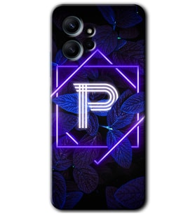 Redmi Note 12 4G Kılıf HD Desen Baskılı Kılıf - Dark Neon Yaprak P Harfi