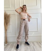 Kadın Kargo Model Pantolon Taş Rengi