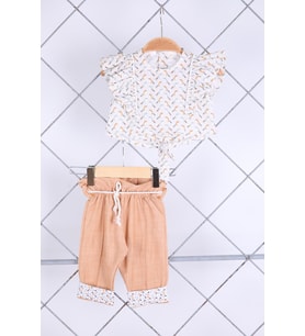 Babyhola Kız Bebek Çocuk Bluz Pantolon Alt Üst Salaş Takım 2'li 21020 (Hardal Sarısı)