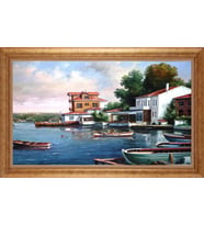 Çerçeveli Paspartulu Manzara Tablo bm0828 (Gold)