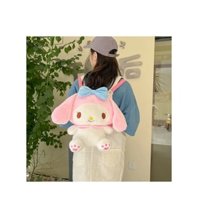 Melody Peluş Çanta Kız Çocuk Fermuarlı Ayarlanabilir Askılı Sırt Çantası, Pembe, 32x28 cm