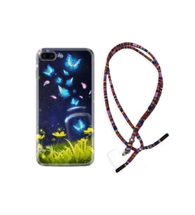 Iphone 6 6s Plus Kılıf Uyumlu Ipli Boyun Askılı Desenli Silikon Neon Butterflys 1309
